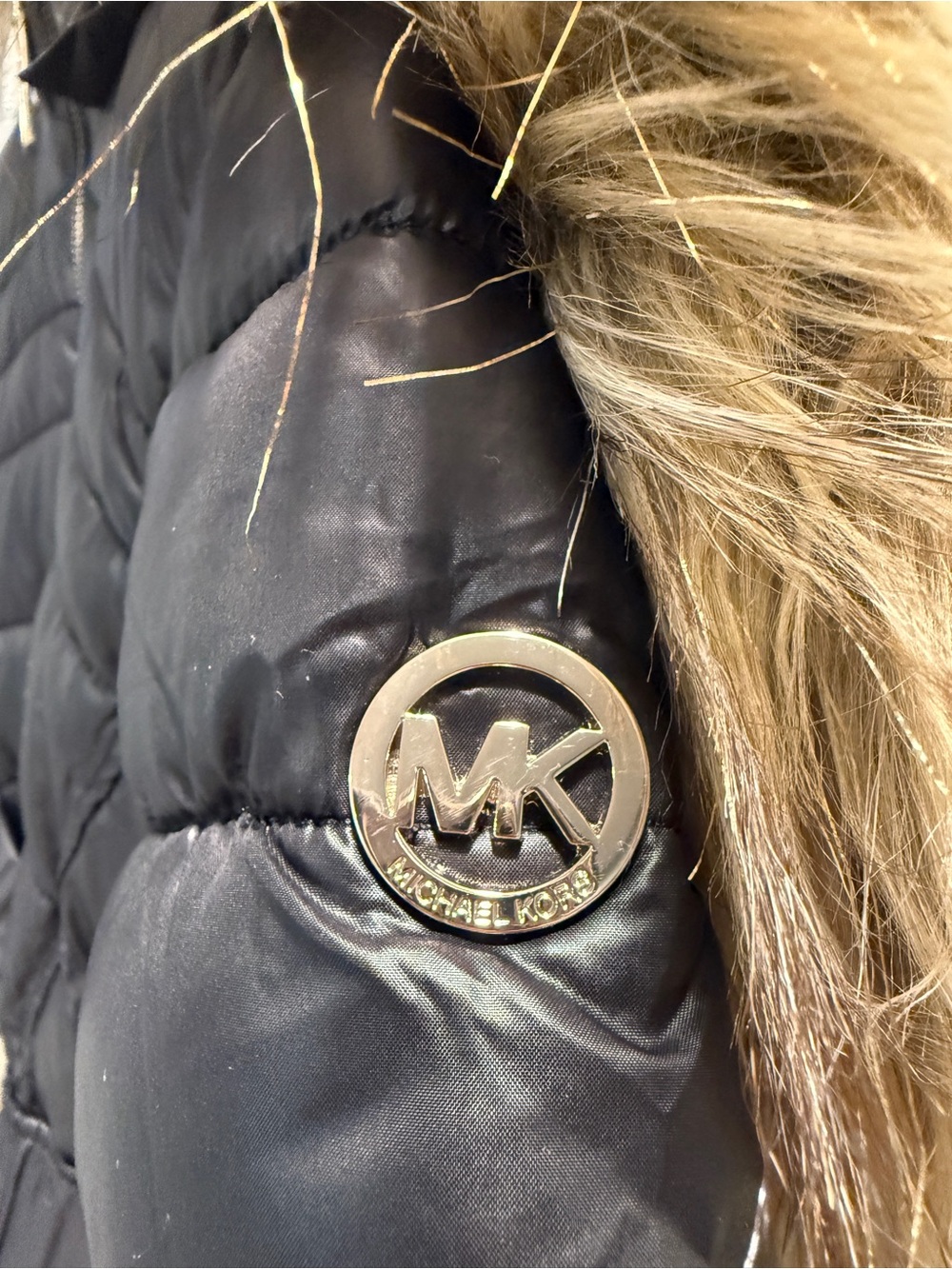 Michael Kors Girls 3T Puffer Coat Faux Fur Hood Black Leopard Print Jacket - Picture 7 of 14